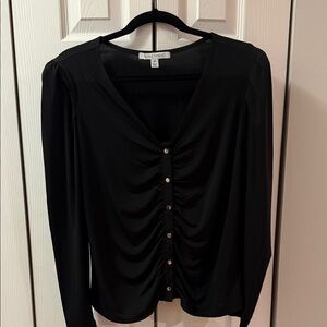 White House Black Market Elegant Black Ruched Blouse